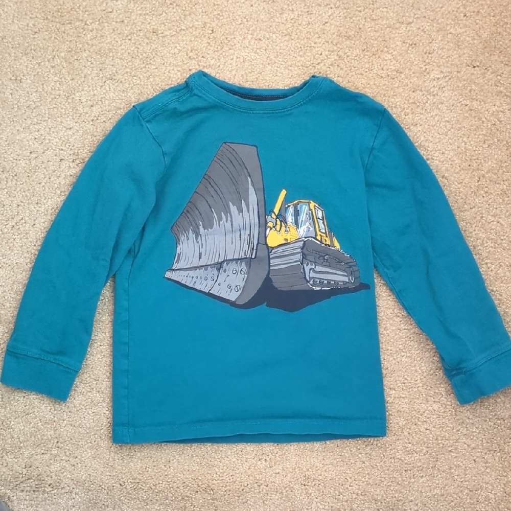 Gymboree Teal Long Sleeve with Yellow Bulldozer